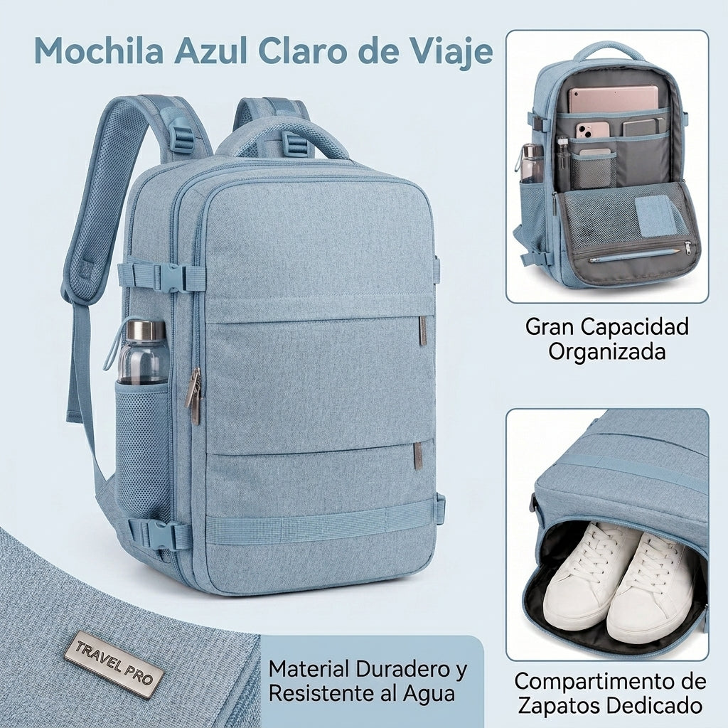 Mochila de Viaje Grande Multifuncional con Compartimento para Zapatos y Puerto USB