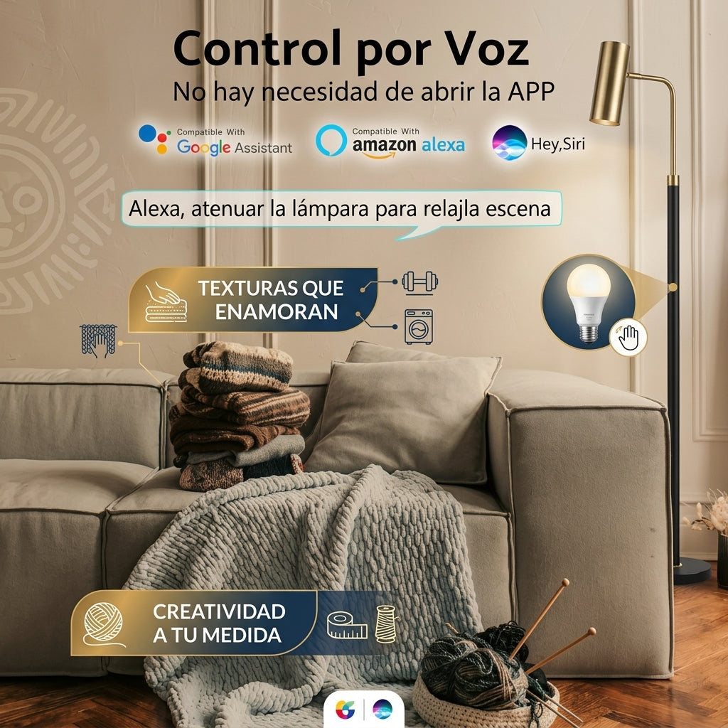 Lámpara de Piso Inteligente RGB con Foco WiFi E27