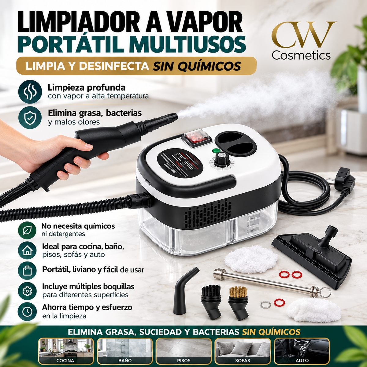 LIMPIADORA A VAPOR BLANCA