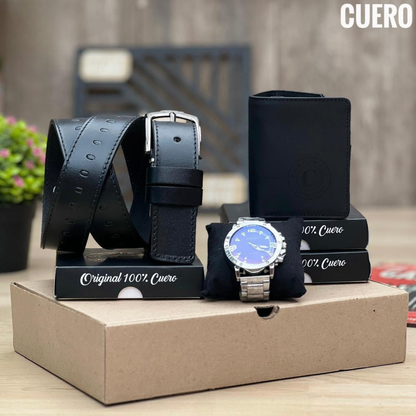 TRIO PREMIUM RELOJ+BILLETERA+CORREA