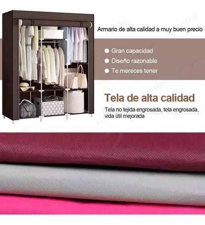 Combo Armario de Tela 3 Puestos + Zapatero de 9 Niveles