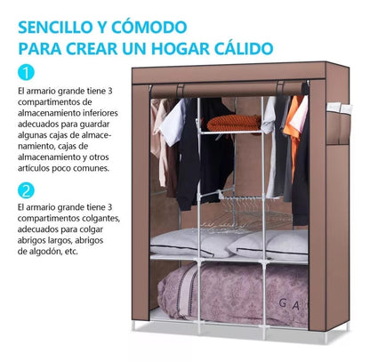 Combo Armario de Tela 3 Puestos + Zapatero de 9 Niveles