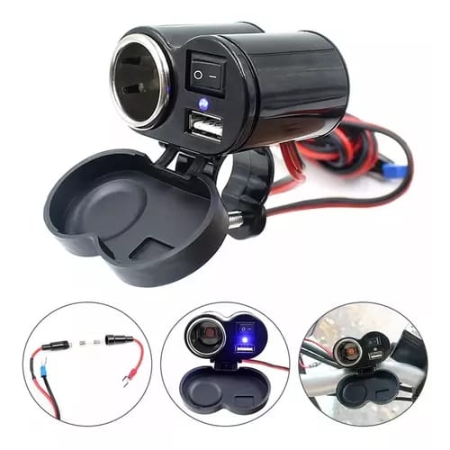 Cargador USB para Moto con Voltímetro Digital 12V