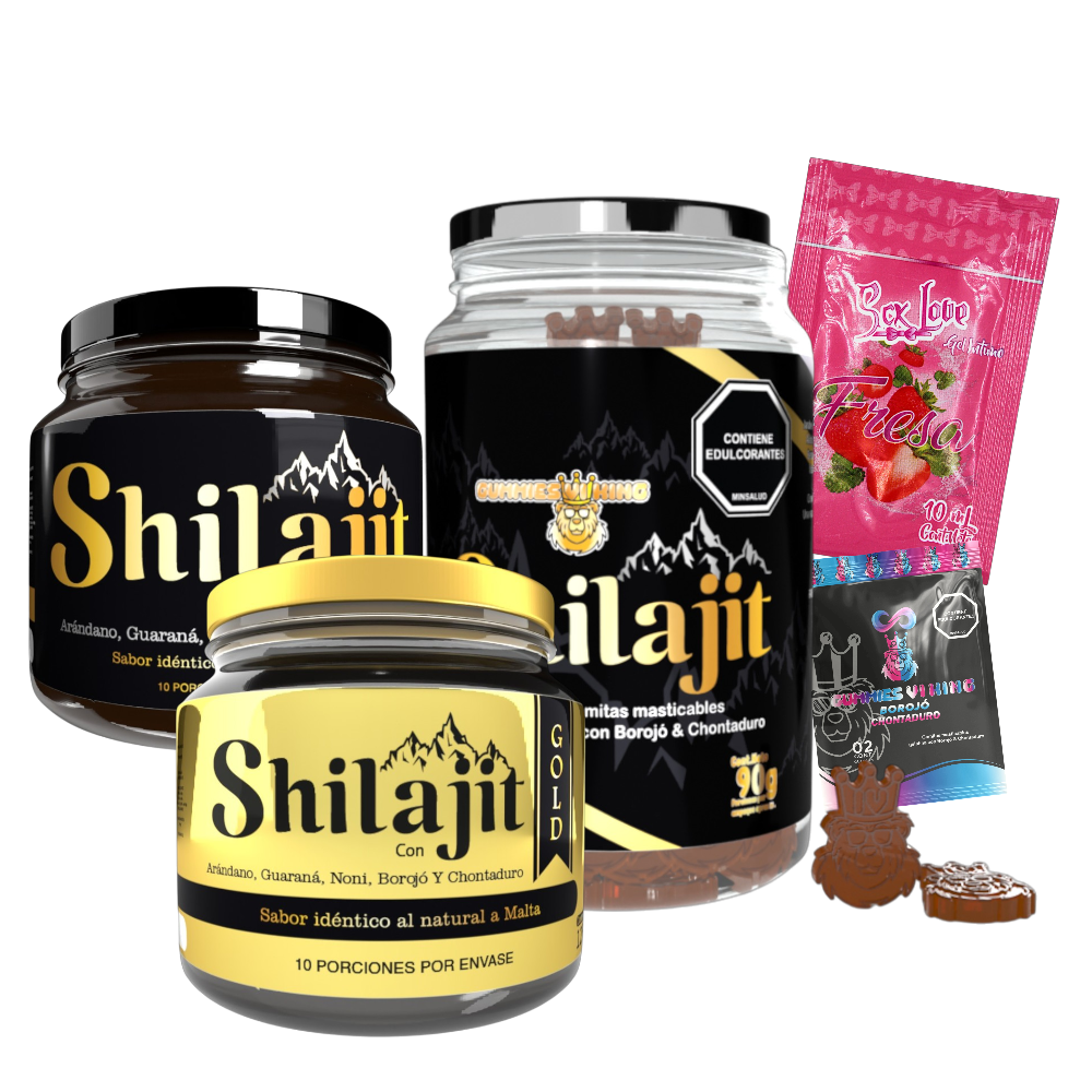 KIT VITAMINAS SHILAJIT ORIGINAL + GOLD CON GOMITAS Y REGALOS
