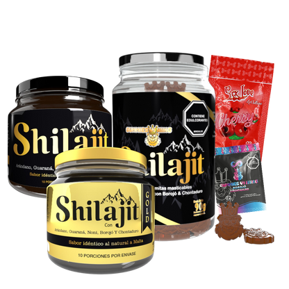 KIT VITAMINAS SHILAJIT ORIGINAL + GOLD CON GOMITAS Y REGALOS