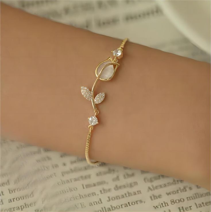 Pulsera Tulipan Flor Blanco + CAJAREGALO
