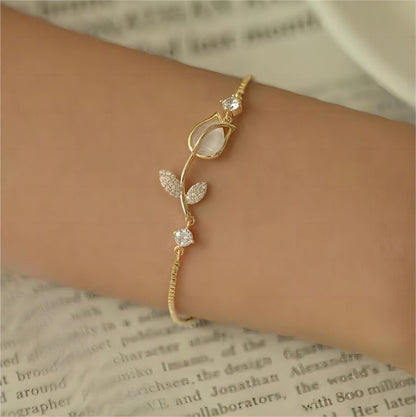 Pulsera Tulipan Flor Blanco + CAJAREGALO