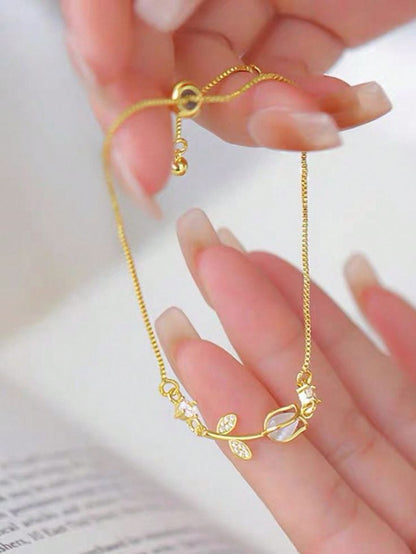 Pulsera Tulipan Flor Blanco + CAJAREGALO