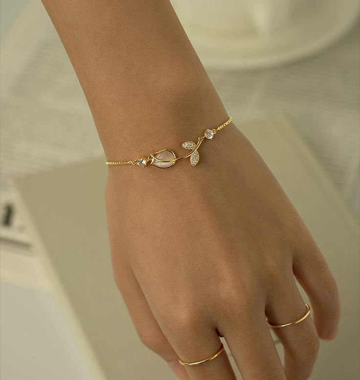 Pulsera Tulipan Flor Blanco + CAJAREGALO
