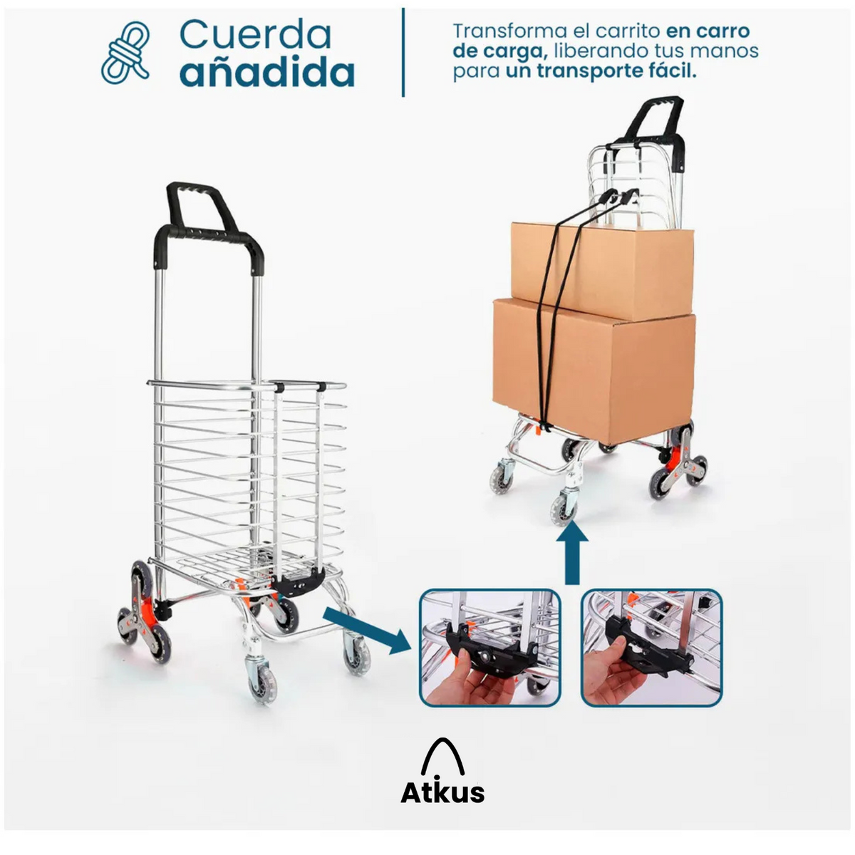 Carrito de Compras Plegable de 8 Ruedas