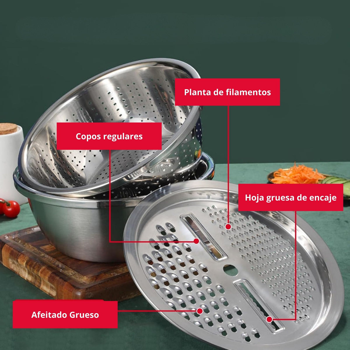 Set Bowl con Colador y Rayador