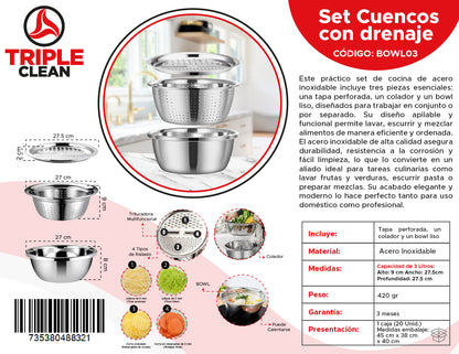 Set Bowl con Colador y Rayador