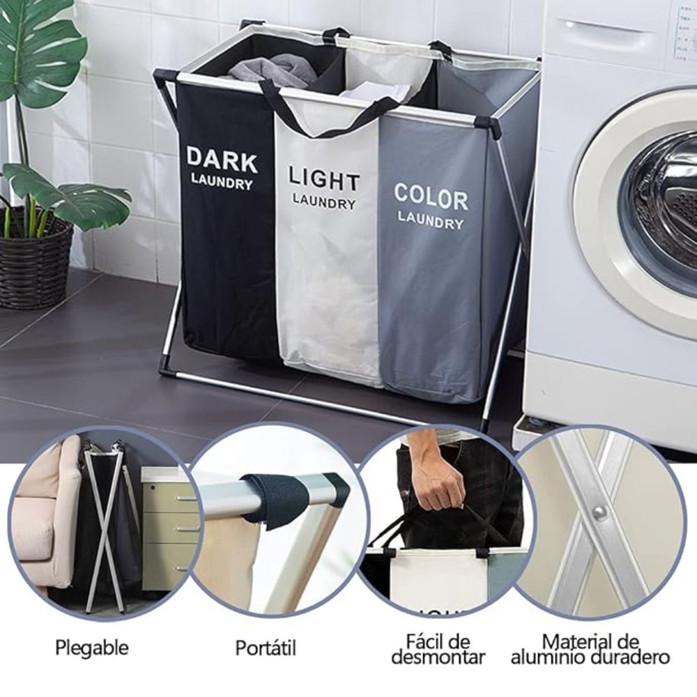 Cesta de Ropa con 3 Divisiones
