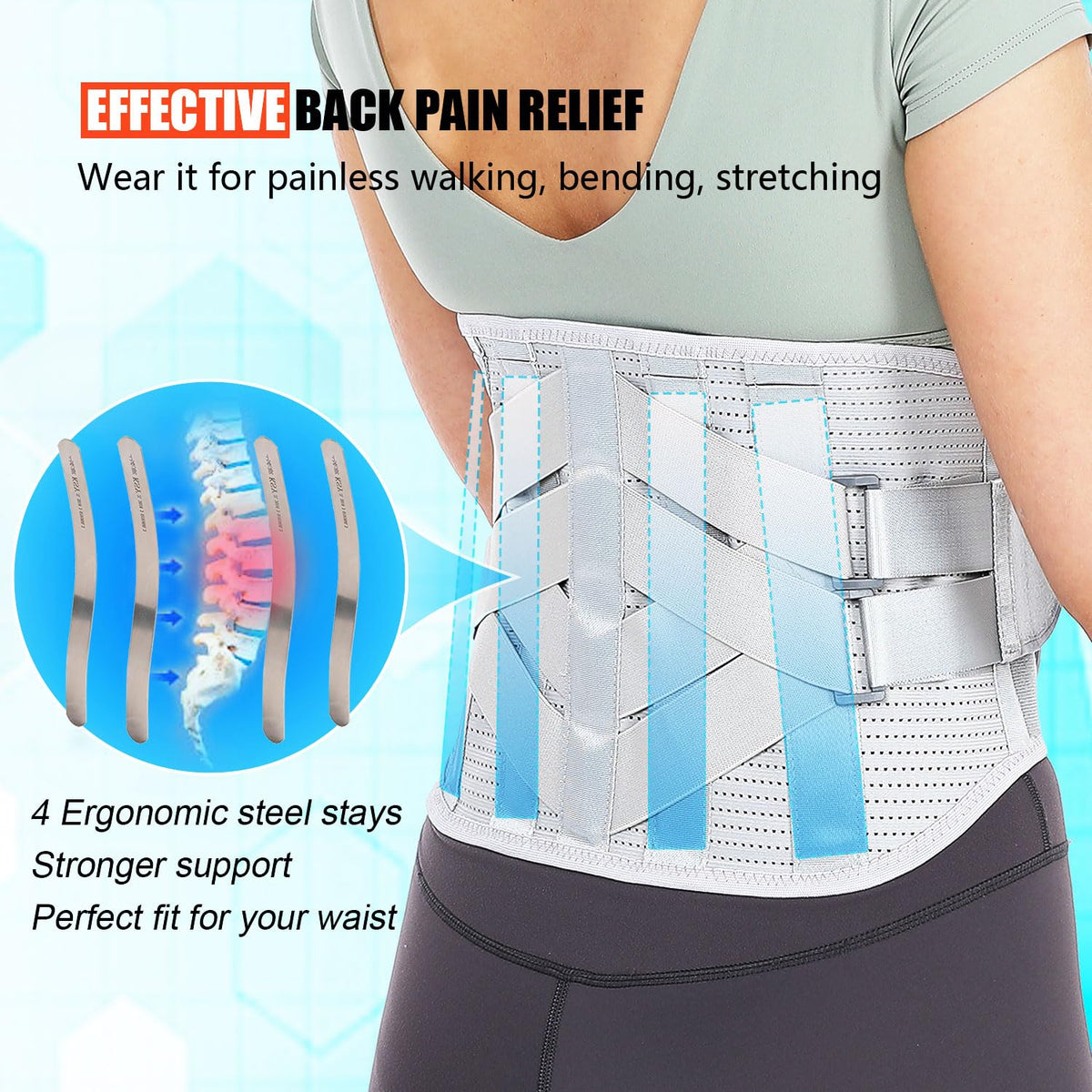 Faja Lumbar Ajustable con 4 Soportes de Acero