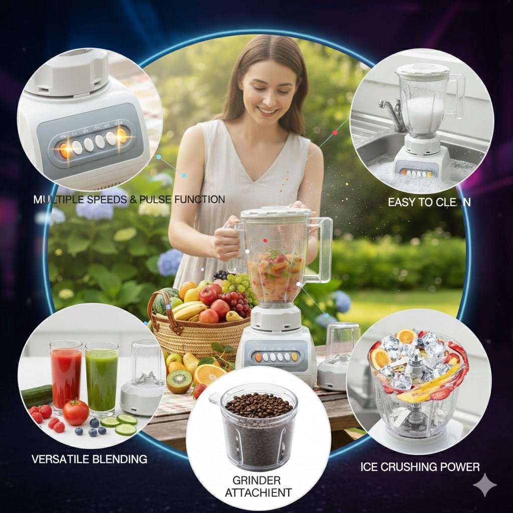 Licuadora Power Blend Pro 2 en 1 – Multifuncional con Vaso Triturador