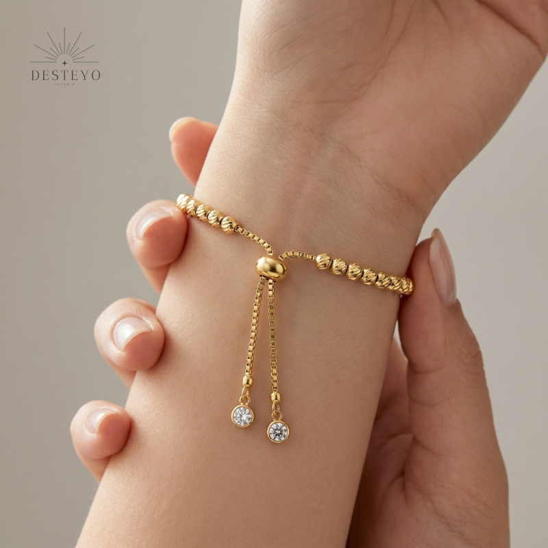 Pulsera Diamantada 5 mm con Baño de Oro 18K