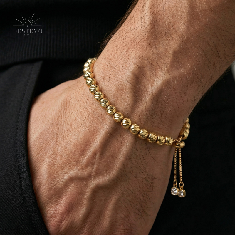 Pulsera Diamantada 5 mm con Baño de Oro 18K