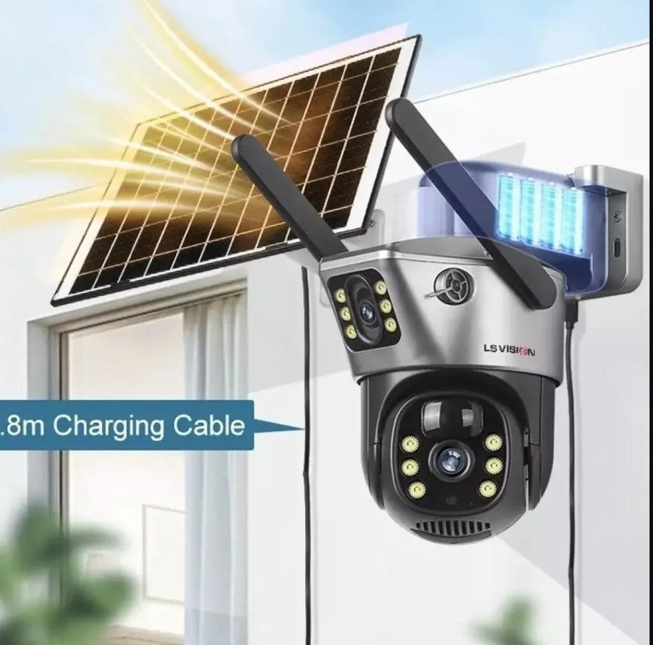 Cámara de Seguridad Solar WiFi 360° – Vigilancia HD para Exteriores