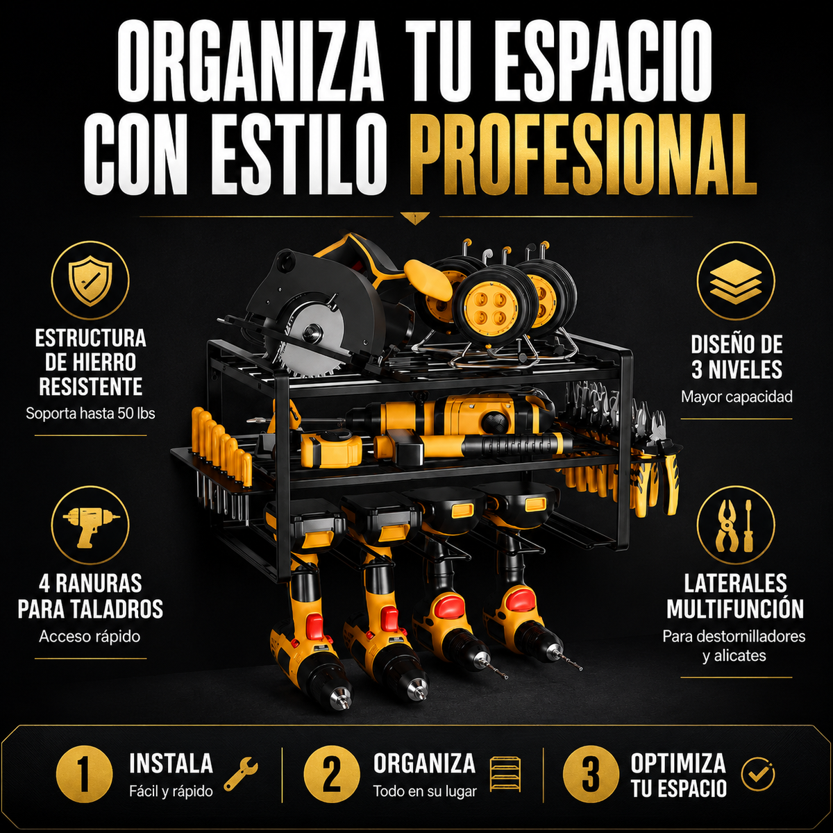 ORGANIZADOR DE HERRAMIENTAS 2 REPISAS