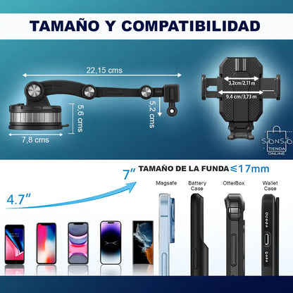 Soporte de Celular para Carro con Ventosa y Brazo Extensible 360°