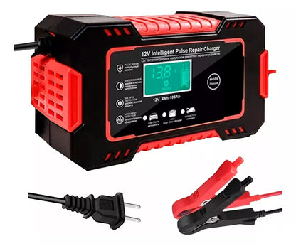 Combo Cargador Inteligente 12V + Juego de Rachets 46 Piezas