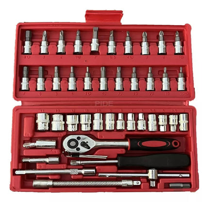 Combo Cargador Inteligente 12V + Juego de Rachets 46 Piezas