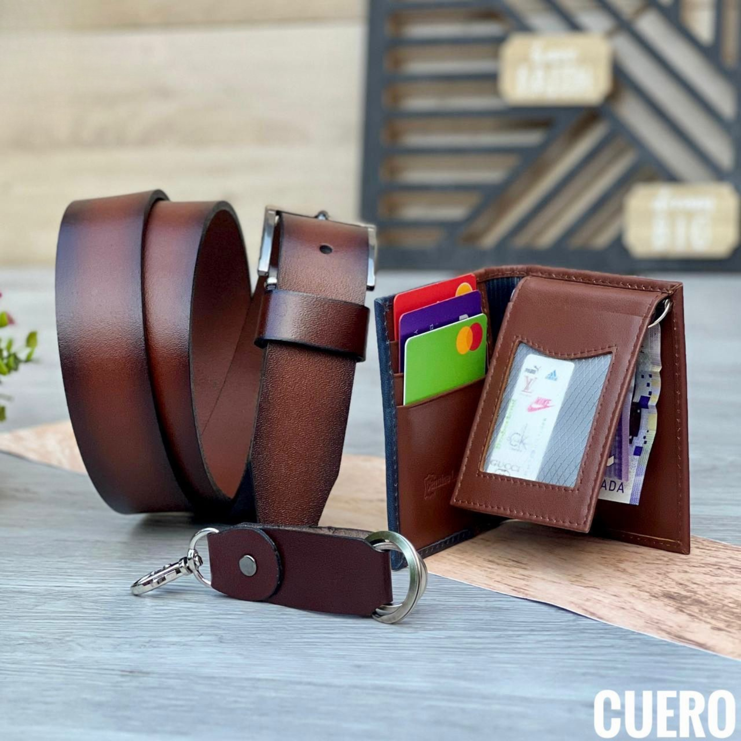 TRIO BILLETERA+CORREA+LLAVERO