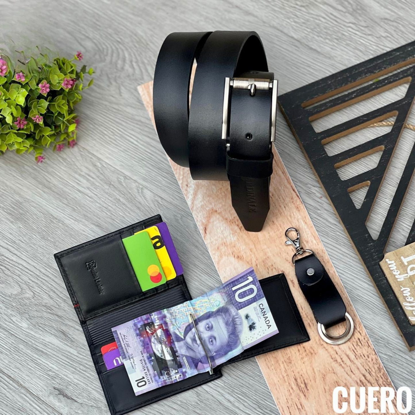 TRIO BILLETERA+CORREA+LLAVERO