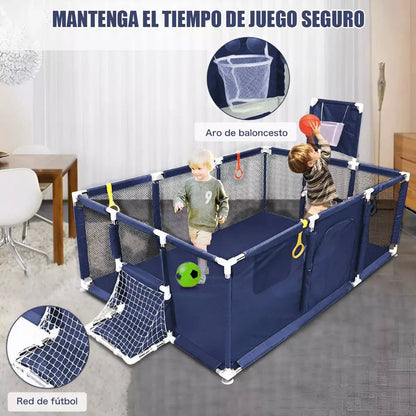 Corral Cuadrado Con Cesta Y Pelotas