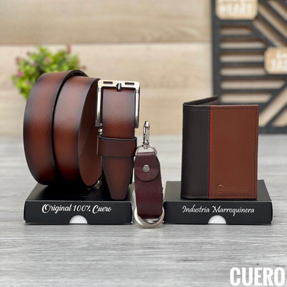 TRIO BILLETERA+CORREA+LLAVERO