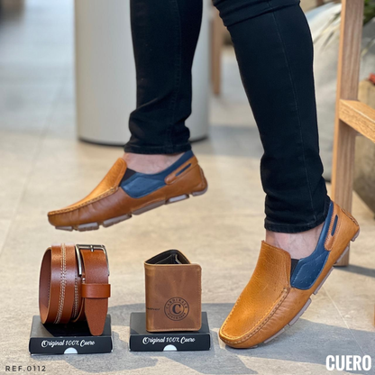 TRIO REF. 0112 CABALLERO 100% CUERO