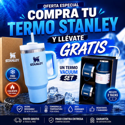 TERMO STANLEY 40 OZ + TERMO 3 POCILLOS