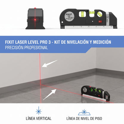 NIVEL LASER CINTA MÉTRICA CON 3 BURBUJAS