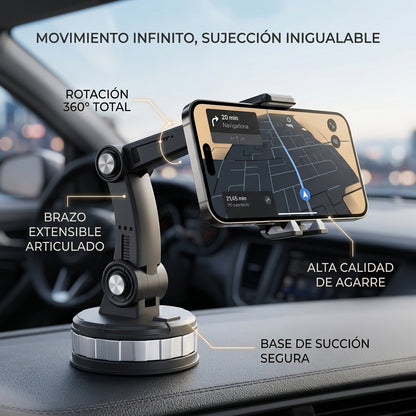 Soporte de Celular para Carro con Ventosa y Brazo Extensible 360°