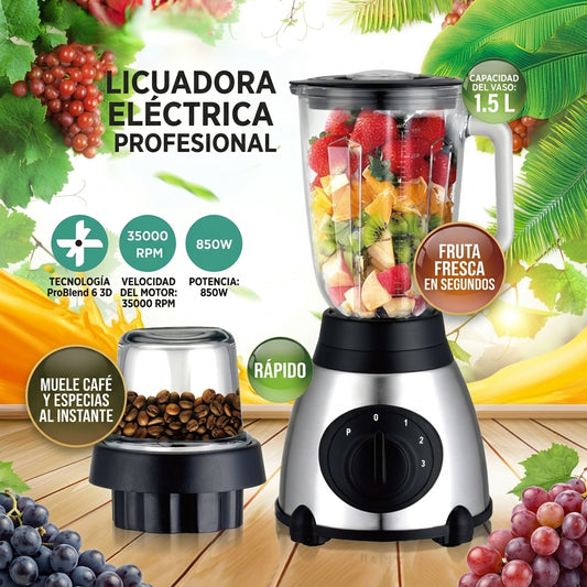 Licuadora y Molino Eléctrico 800 W – 1.5 Litros, 5 Velocidades