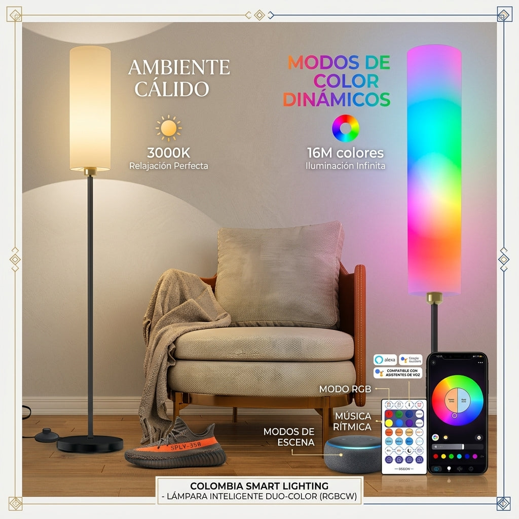 Lámpara de Piso Inteligente RGB con Foco WiFi E27