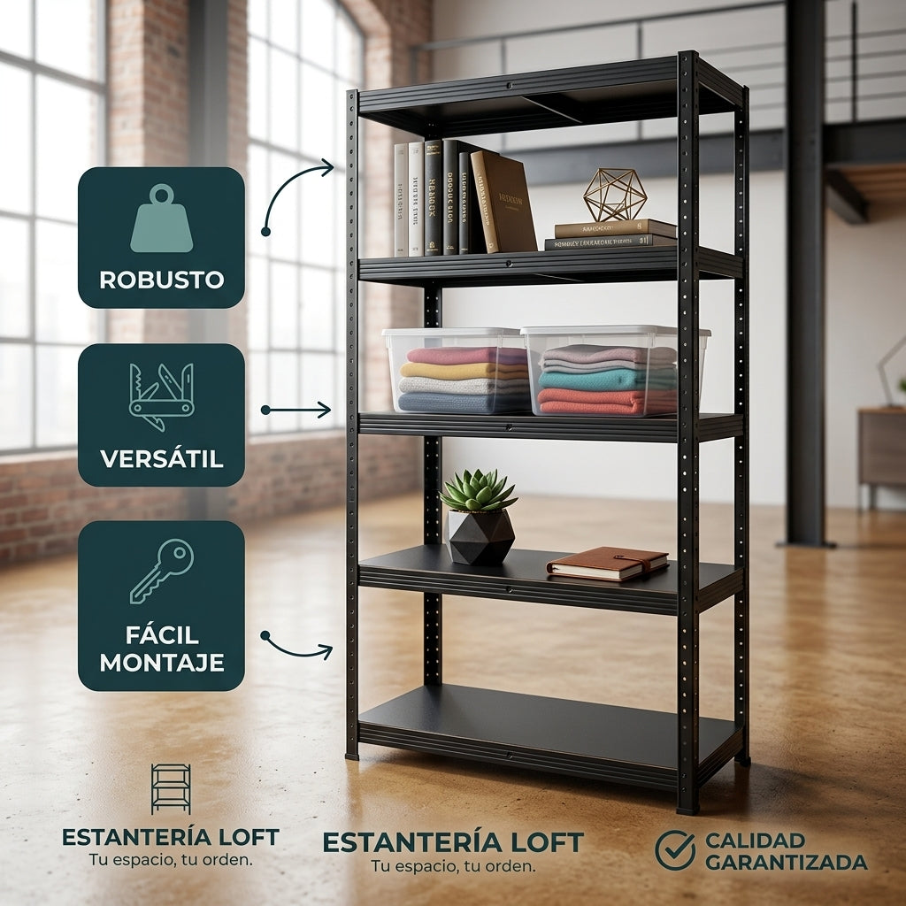 Estante Rack 5 Niveles NEGRO