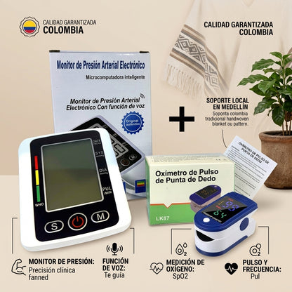 Combo Oxímetro + Tensiómetro Digital de Brazo