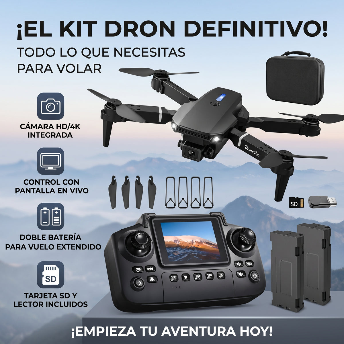 Dron E88 Pro Max Plegable +2 Baterias