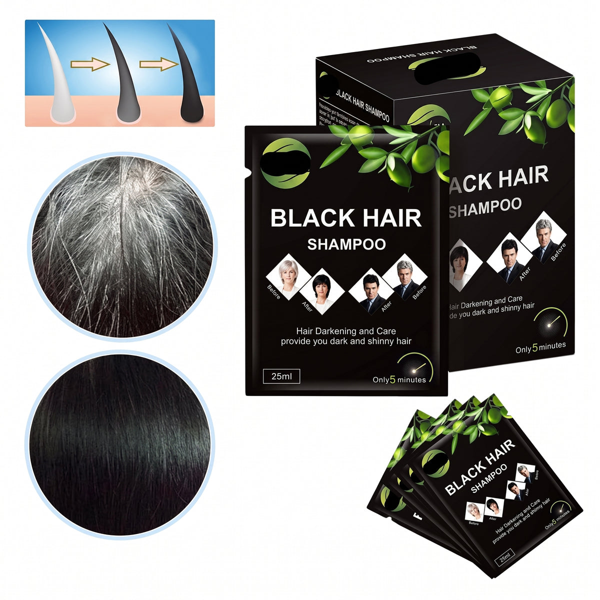 Shampoo Tinte Negro Black Hair