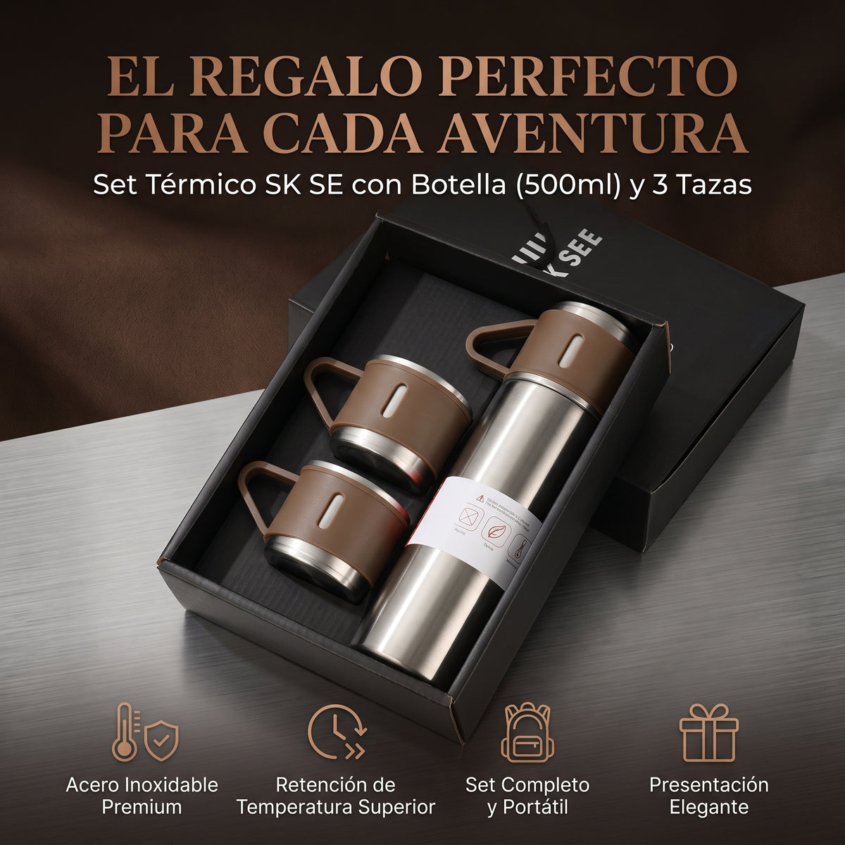 Set Termo Temperatura Acero Inoxidable