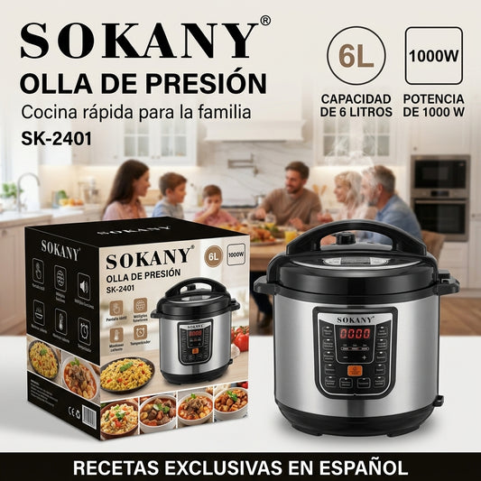 Olla de Presión Eléctrica Multifuncional Sokany SK-2401 – 6 Litros, 1000 W