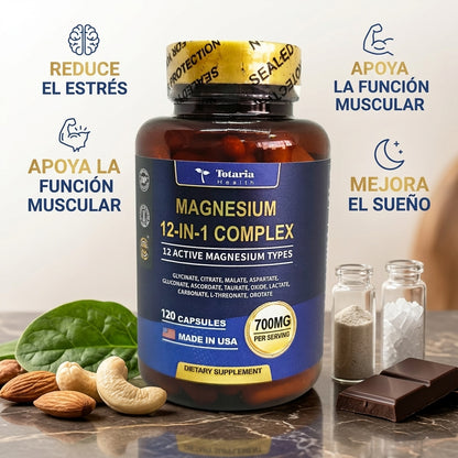 Magnesio 12 en 1 – Complejo Mineral Avanzado | 120 Cápsulas