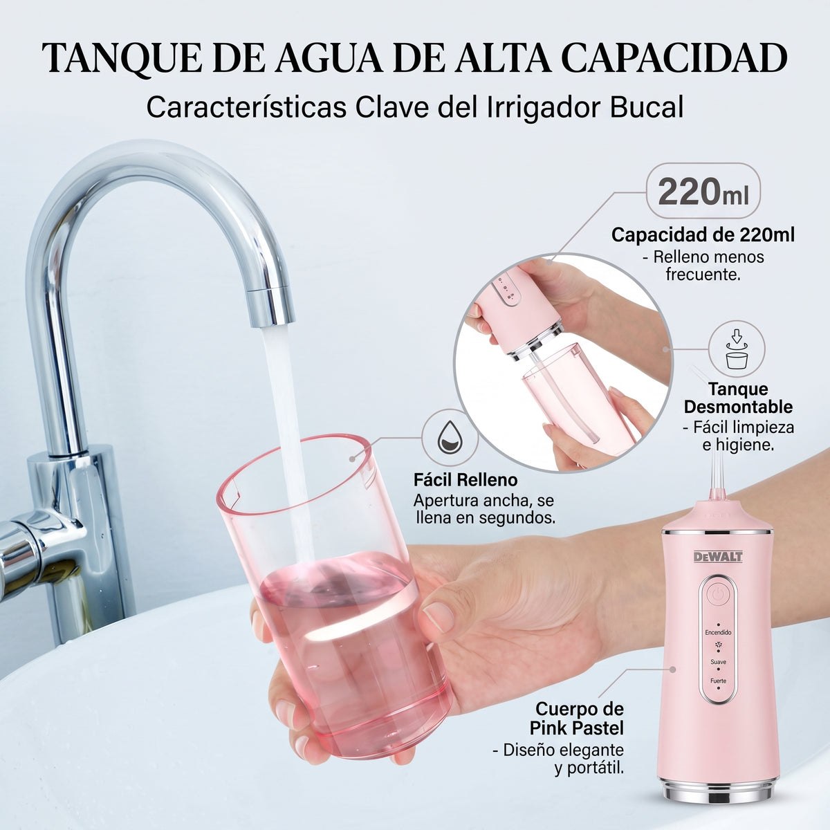 Irrigador Oral Recargable Sarro 4 Boquillas