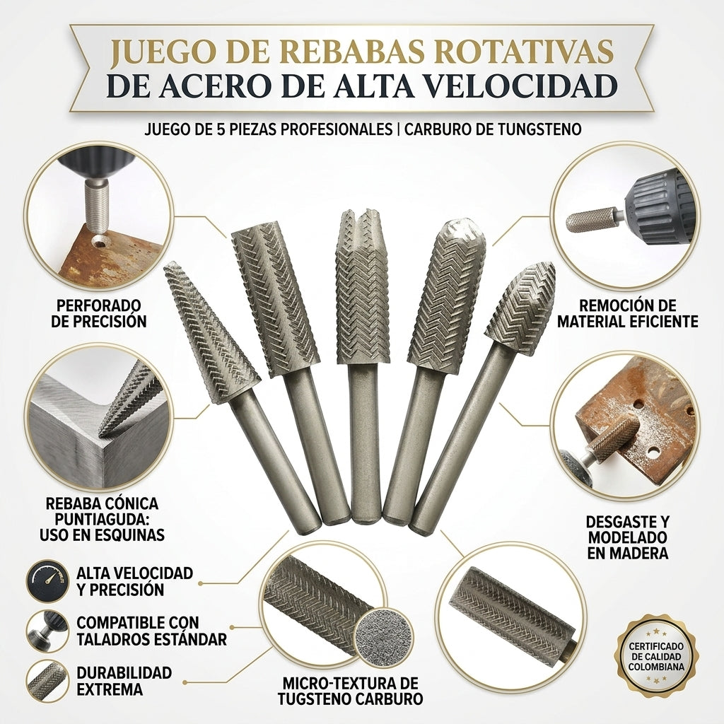 Fresas para Pulir Metal  por 5 Piezas
