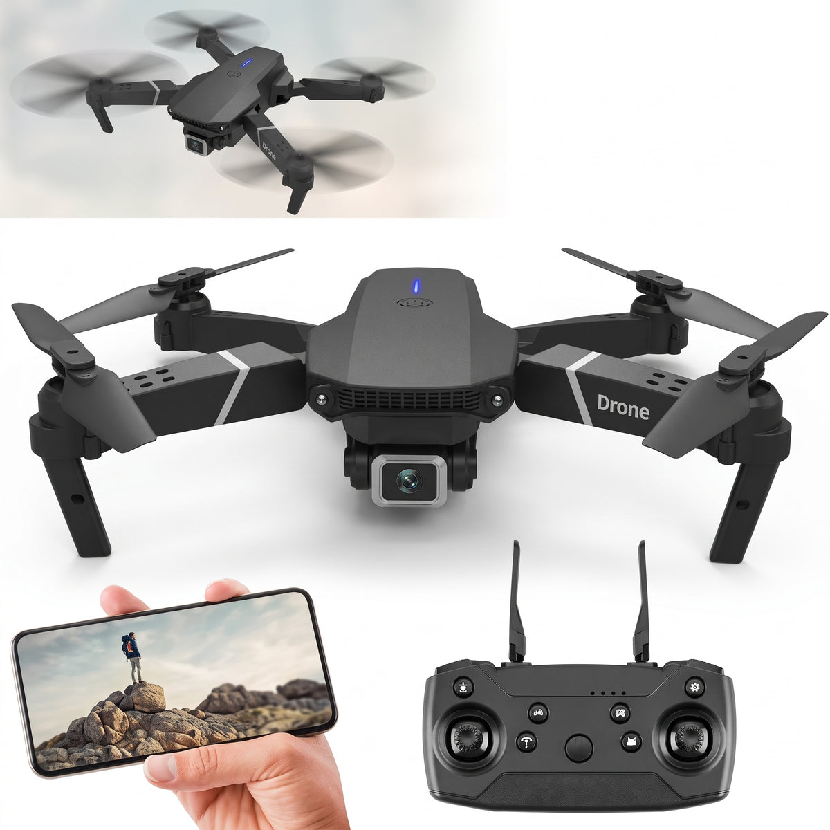 Dron E88 Pro Max Plegable +2 Baterias