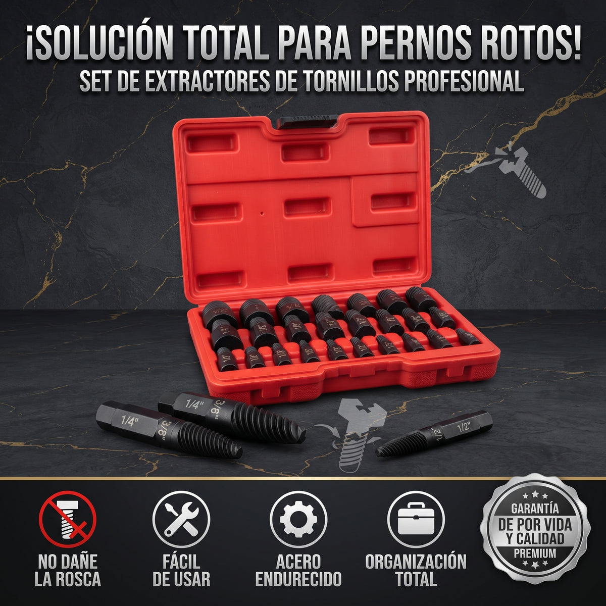 EXTRACTOR DE TORNILLOS JUEGO 25 PCS