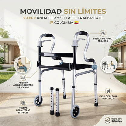Caminador Plegable Bembi Doble Mango con Asiento