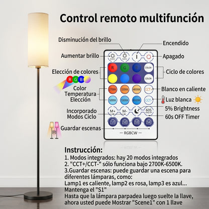 Lámpara de Piso Inteligente RGB con Foco WiFi E27