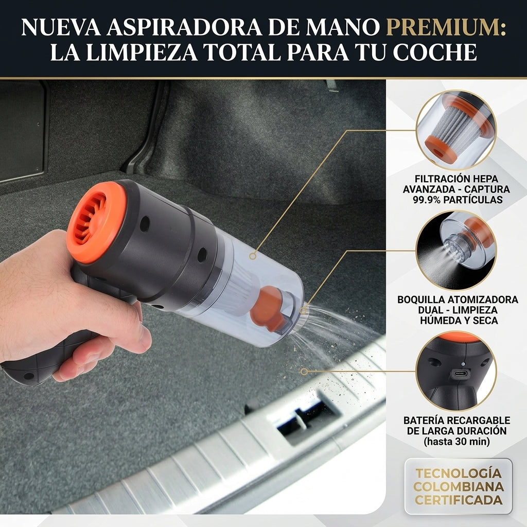 Aspiradora Inalámbrica 3 en 1 – 12.000 Pa, Recargable por USB